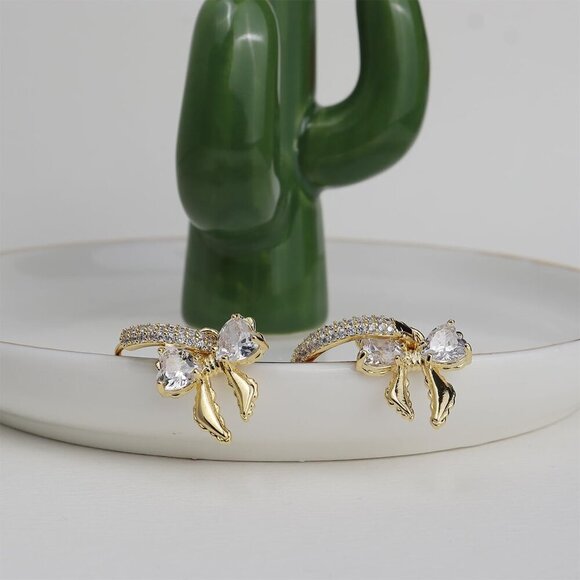 Purple Austrian Crystal Drop Earrings Flower Stud for Women, Large - Picture 7 of 7